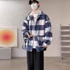 Men's Plaid Woolen Coat - Trendy Loose Fit for Autumn/Winter, Korean Style, Casual and Handsome.