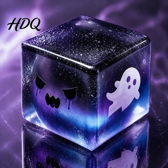 Glitzer Stressbälle Halloween Geist Würfel Sensorisches Spielzeug Angstlinderung Quetschspielzeug Langsam aufsteigend Kneten für Kinder Erwachsene