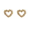 Vintage Metal Heart Stud Earring for Woman 2024 New Trendy Copper Color Geometric Twisted Wave Earring Party Zircon Accessories