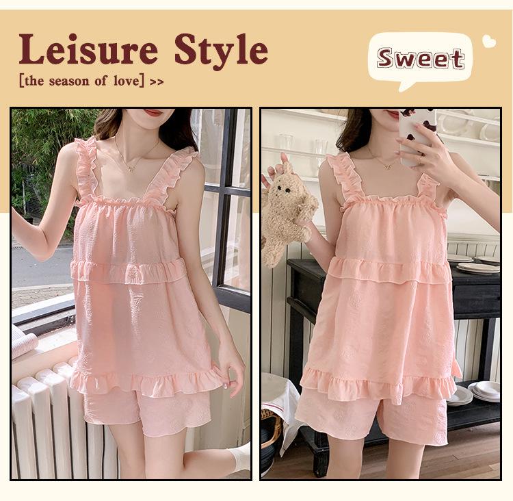 2026 Summer Women's Pajama Set: Princess Style Cloud Cotton Camisole with Built-in Bra