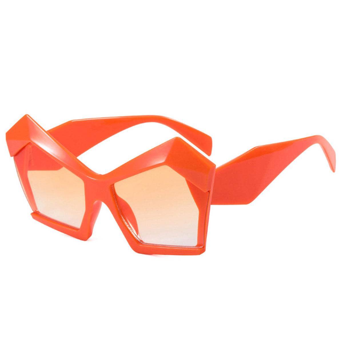 

Солнцезащитные очки в большой полигональной оправе «кошачий глаз». Женские солнцезащитные очки увеличенного размера. Солнцезащитные очки с защитой от солнца, подчеркивающие индивидуальность. оранжевый