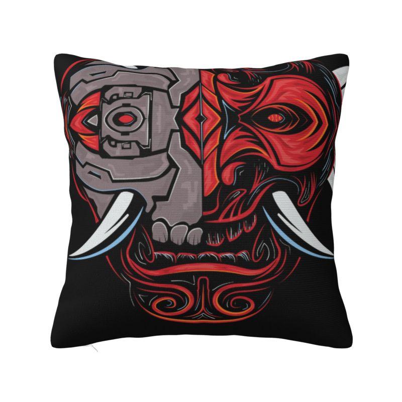 Punk Oni Demon Cushion Cover 40x40cm Japanese Samurai Hannya Tattoo Soft Nordic Throw Pillow Case Decoration Salon 30x30cm 12x12in