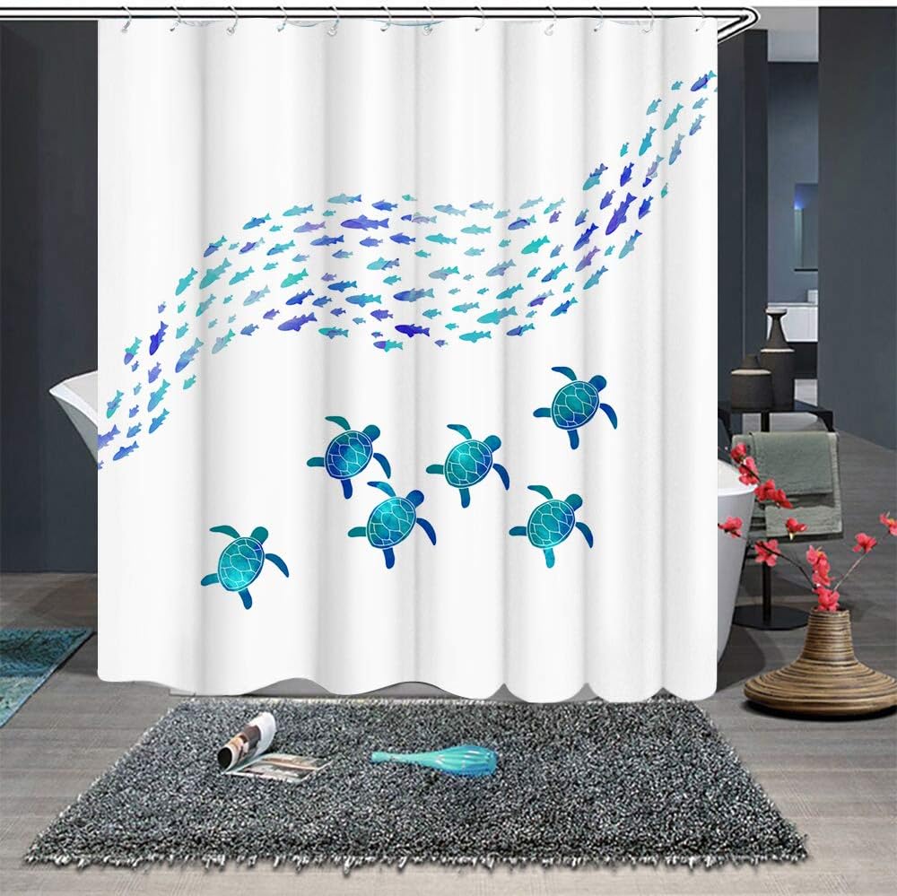 marine animal fabric bathroom curtain 180x 180cm home decoration waterproof shower curtain including hook