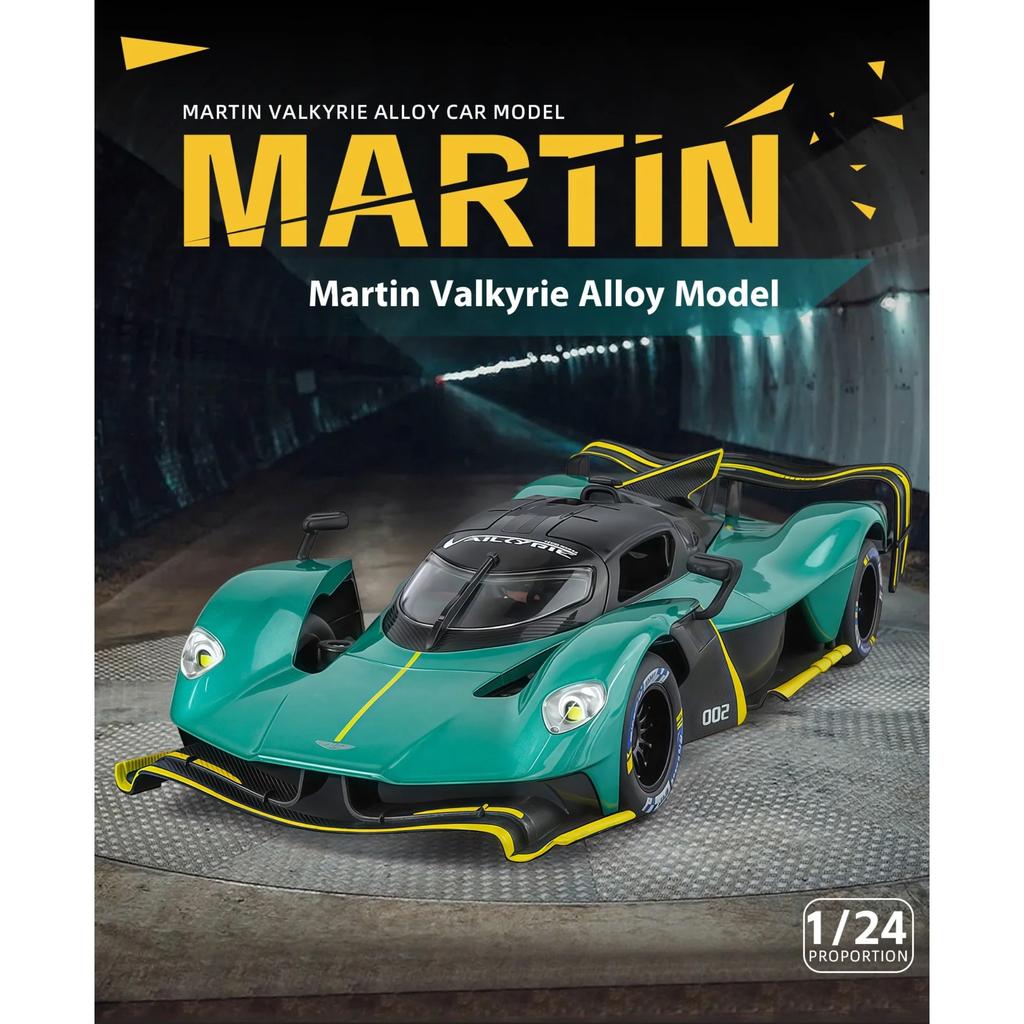 1/24 Martin Valkyrie Model Toy Cars Alloy Diecast Sound Light Doors Opened Pull Back Shock Absorption Toy Vehicles Kids Gifts