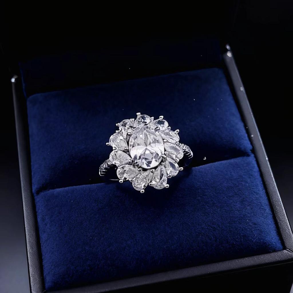 Fashion Coconut Round Papalacha Pink Diamond Ring Women'S Light Pink Treasure Flower Women'S Ring High Carbon Full Diamond Ring