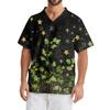 Men's Printing Short Sleeve V-neck Working Blouse Chest Pocket Carer Top