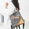 Women's Soft Leather Anti-Theft Backpack Multi-Purpose Leopard Print Shoulder Bag