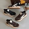 Fleece High-Top Schuhe Damen Herbst und Winter Neu Retro Mode Farbblockiert Dicke Sohlen Erhöhen die Höhe Lässige Sport Baumwollschuhe