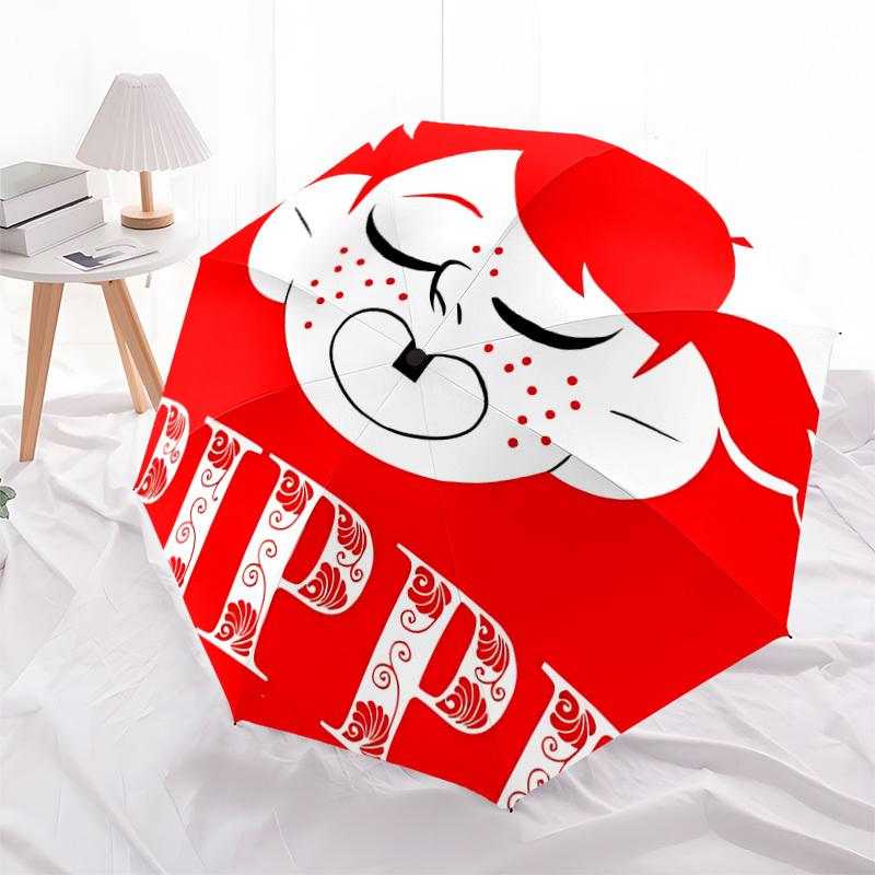 1pc Pippi Longstocking Adventure Automatic Folding Umbrella, Portable Collapsible Design, Casual Outdoor Accessory L1127009