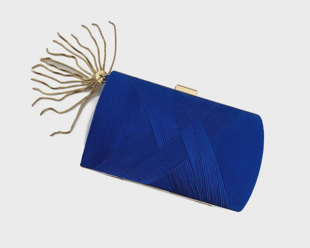 Tassel Woven Metal Evening Clutch Bag