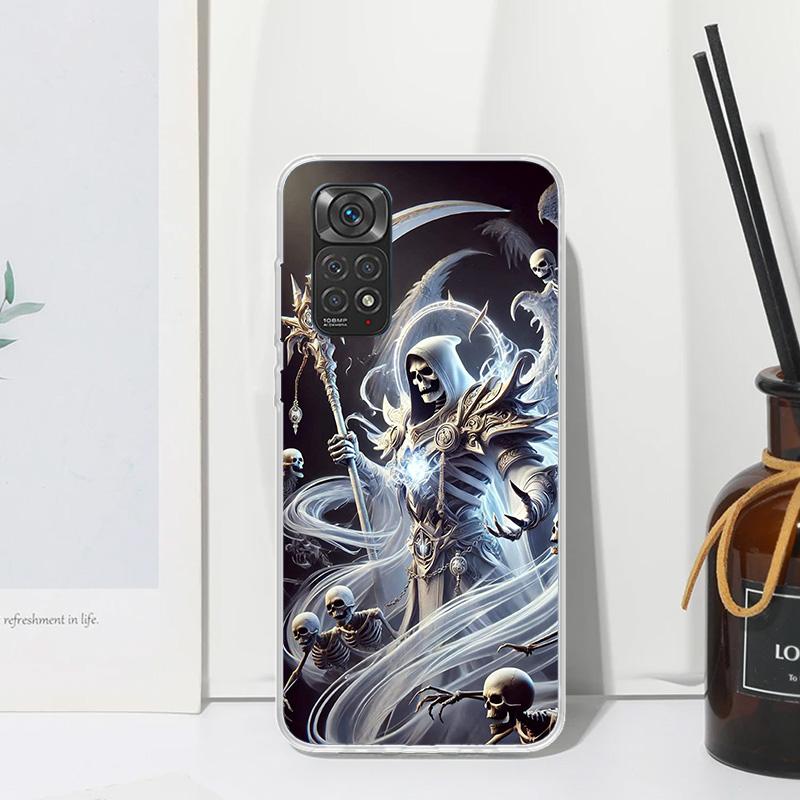 Death Grim Reaper Skull Scythe Phone Case For Xiaomi Redmi Note 15 13 14S 14 Pro Plus 12S 11S 10S 12 11E 10 11T Art Fundas Back