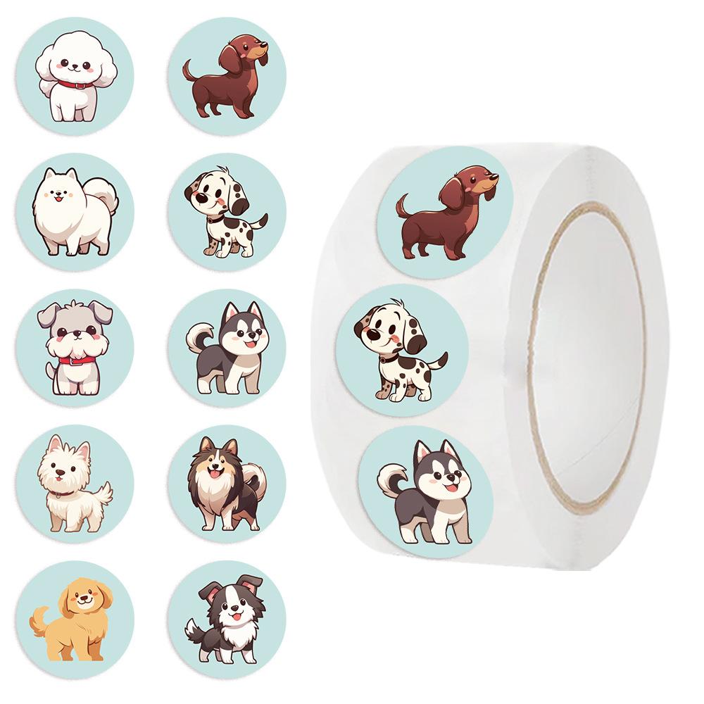 500 Pictures/roll Roll Sticker Hot-selling Tape Cartoon Puppy Handbook Material DIY Decorative Envelope Seal Sticker