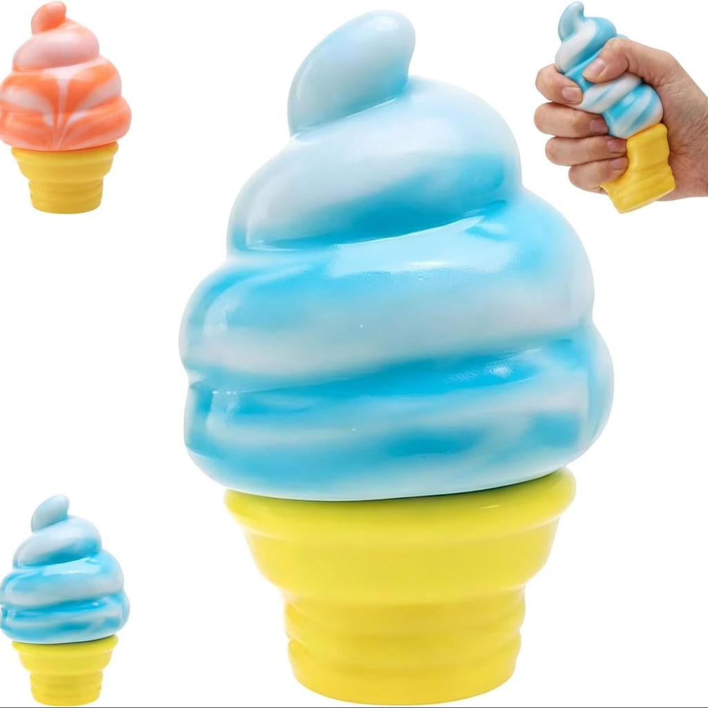 Ice Cream Squeeze Squishy, Ice Cream Cone Dumpling Slow Rise Sensory Toy Soft Squishy Sensory Squeeze Ball