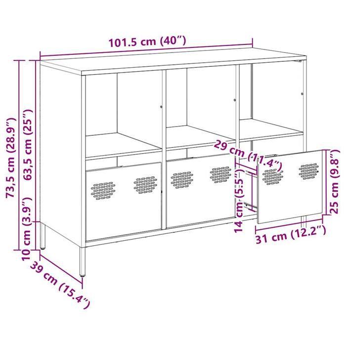 VidaXL Buffet anthracite 101,5x39x73,5 cm acier laminé à froid, meuble de rangement, meuble de rangement de cuisine, meuble 851366
