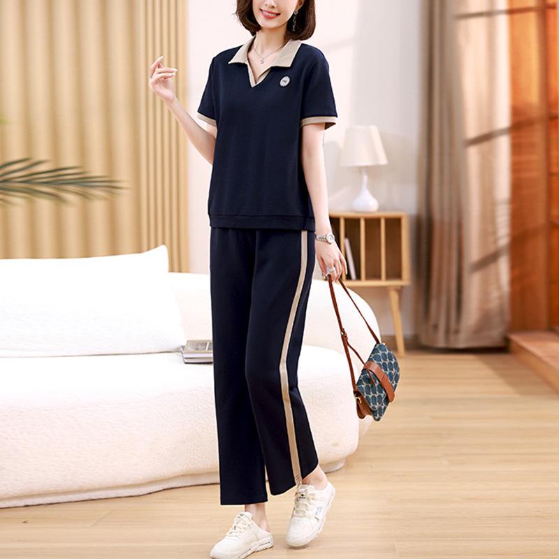 

Women s Summer 2025 Slim Fit Petite Casual Sportswear Set - Short-Sleeve Two-Piece M (Recommended 100-115 Jin)