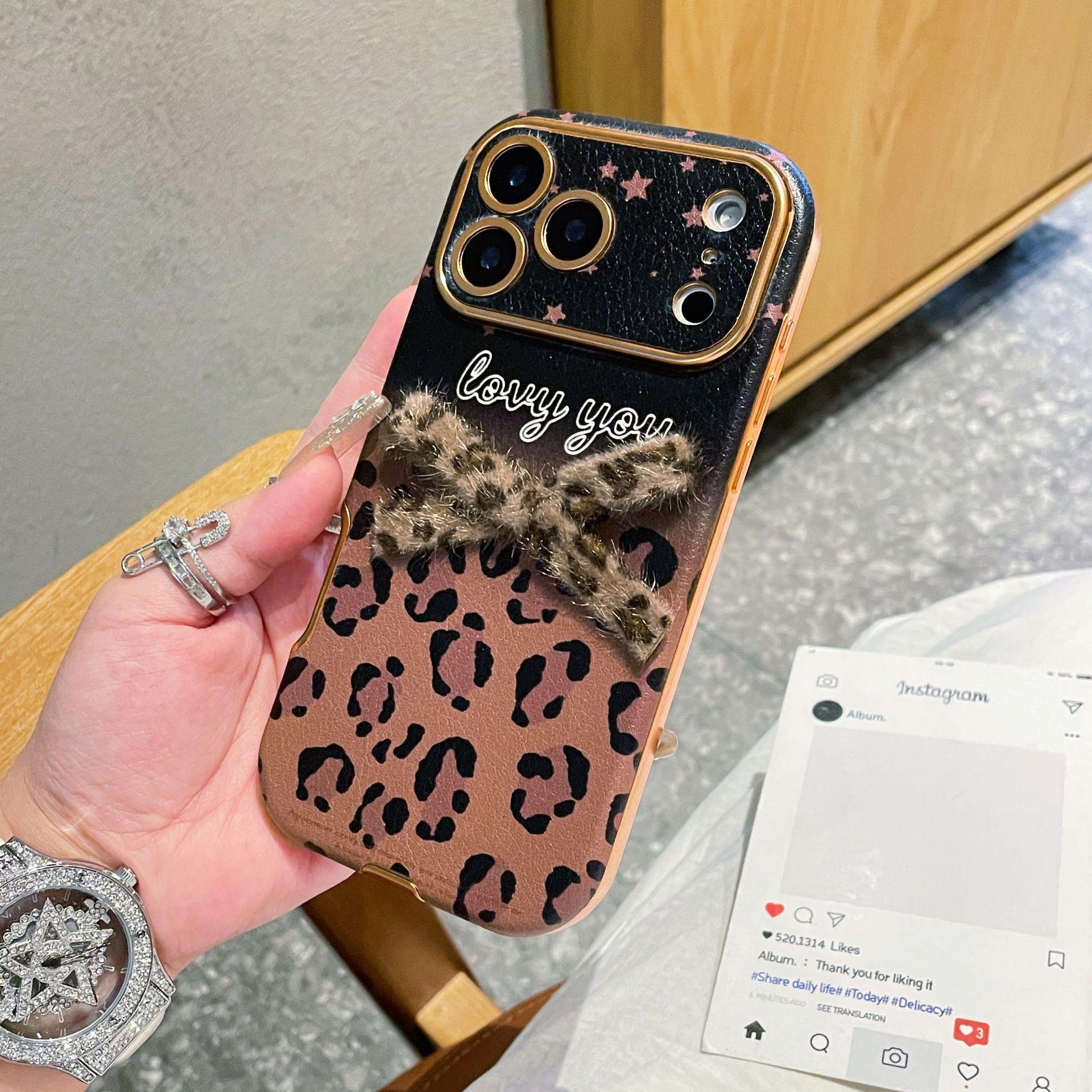 

Гальванізований чохол з принтом леопарда для Apple 17 Pro Max, 16 PM, 15 Grid та 14 Doll - Дизайн з повним покриттям iPhone 16