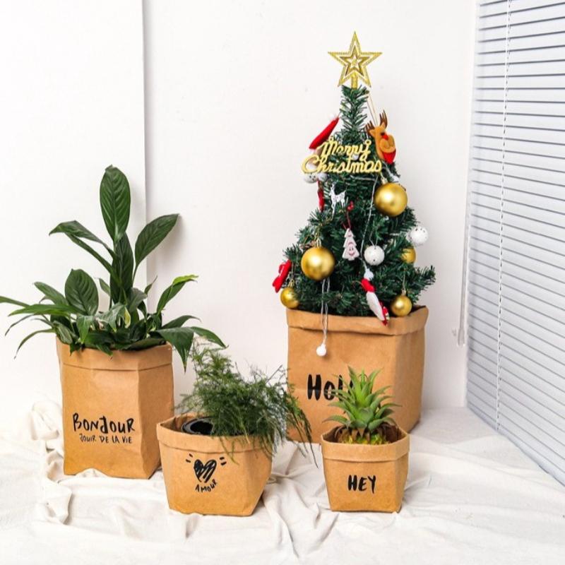 Eco-Friendly Washable Thickened Kraft Paper Bags-Multi-Purpose Storage Organizers for Desktop, Kitchen Countertop & Organization