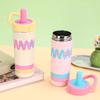 650ml Stainless Steel Insulated Cup with Straw Leak-Proof Portable Vacuum Flask Coffee Mug Double-Wall for Office with Handle