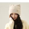 Cartoon Cat Ears Thick Knitted Hat Women's Bow Wool Hat Warm Hat