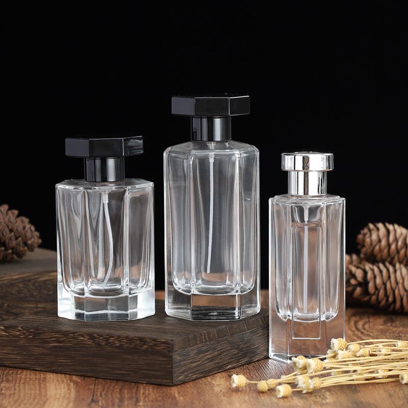 Transparent Glass Perfume Spray Bottle, Refillable, 50/100ml, Ideal for Travel