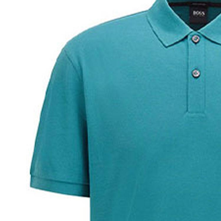HUGO BOSS Polo Shirts Men's Turquoise Blue Polo Collar Moderate Straight Fit 50425985-425