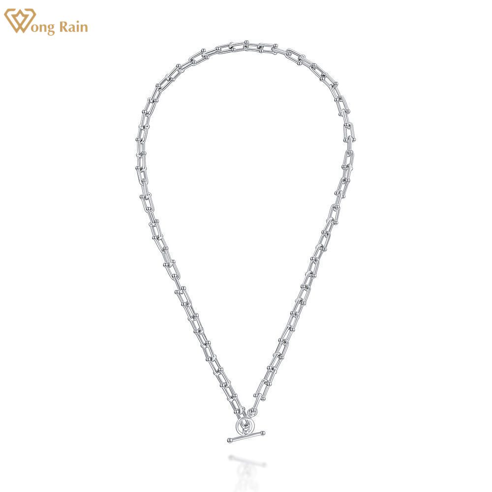 

Wong Rain Личность 100% Стерлингового Серебра 925 Пробы Пустой Цвет Хип-Хоп Звено Цепи Ожерелье Женщины Панк Ожерелье Изысканные Ювелирные Изделия белый