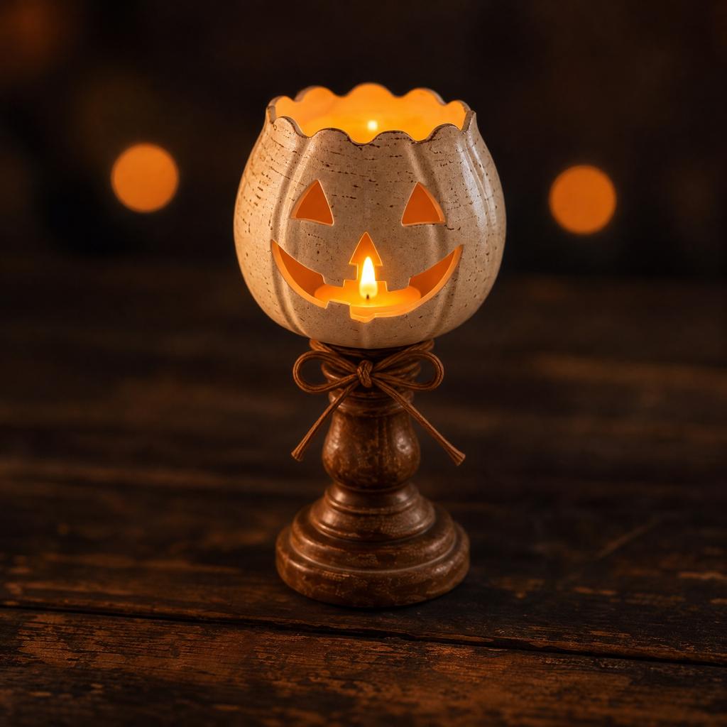 Halloween Pumpkin Candle Holder for Holiday Home Decor