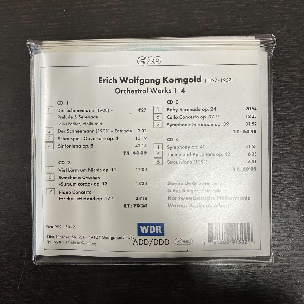 [USED] Korngold Orchestral Works Vol. 1-4 4-CD Set Rare Valuable