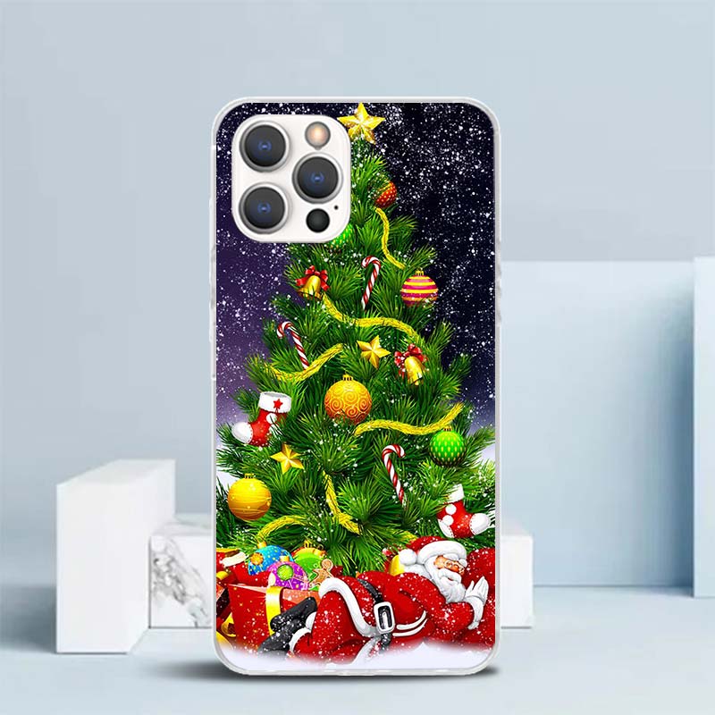 Christmas Santa Claus Present Soft Cover for iPhone 16 17 Air 15 14 Pro Max 16E Phone Case 13 Mini 12 11 7 SE 8 Print Pattern Fi