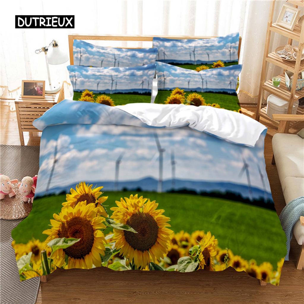 Beautiful SunFlower Bedding Set Duvet Cover Set 3d Bedding Digital Printing Bed Linen Queen Size Bedding Set Fashion Design