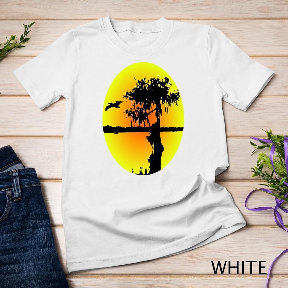 

Abstract Silhouette Pelican Cypress Swamp Premium Unisex T-shirt L