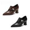 New Style Pointed-toe Thick-heeled High Heels for Men. Versatile Hollow-out Shoes.