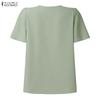 ZANZEA Women Casual Irregular Collar Solid Color Loose Short Sleeve Blouse