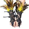 Cross-Border Halloween Feather Fingerless Gloves with Black Lace Bracelet Accessories