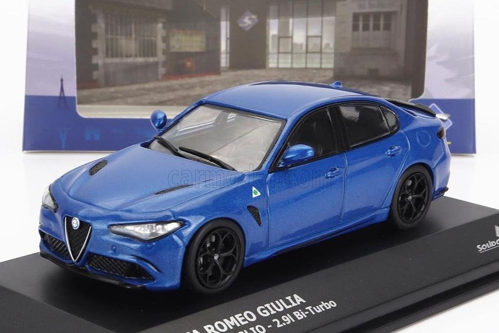Solido Alfa Romeo Giulia 1/43 Scale Diecast Model Car, GIULIA QUADRIFOGLIO 2016 (Blue) [Parallel Import]