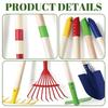 Hardwood Handle Small Garden Rake Kit Colorful Kids Rake Set Children's Garden Leaves Rake  Camping