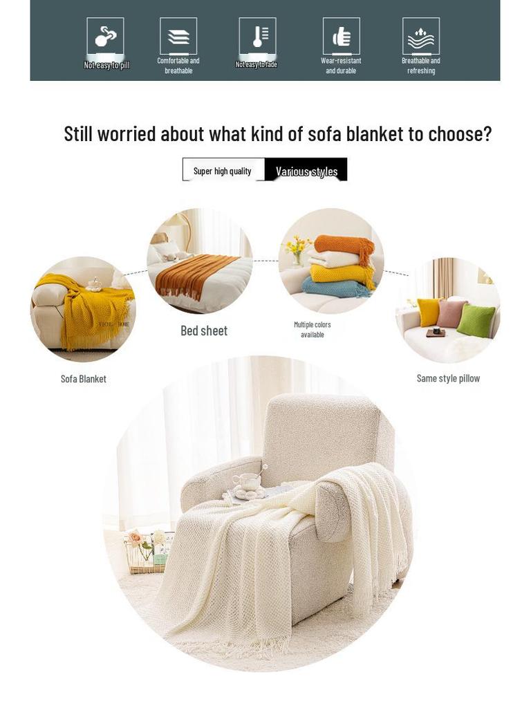 G5Z Luxuriöses Wollsofa & Nickerchen-Decke - Einfarbige, Ins-Stil, Schal-Überwurf, Bettende-Dekoration