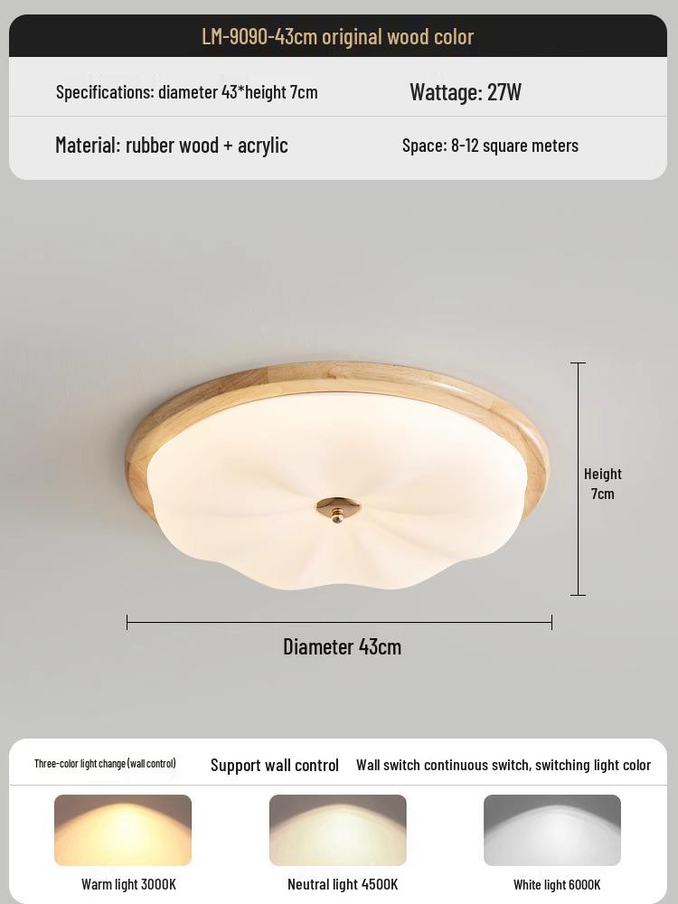 

Романтическая французская потолочная лампа в стиле бревенчатого дома для спальни, защита глаз полного спектра, кремовая отделка Full Spectrum - Three Color Change