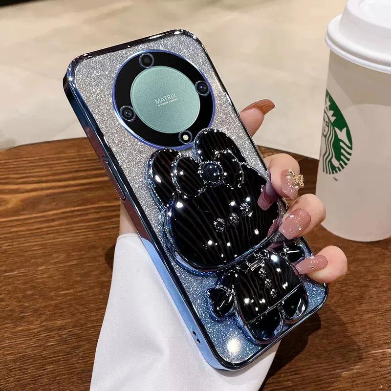 Rabbit Mirror Bracket Case for Honor Magic 7 Pro Magic 6 Lite 5 Pro Honor X9A X9B X8A X8B X7A X7B X6A Seismic Protective Shell