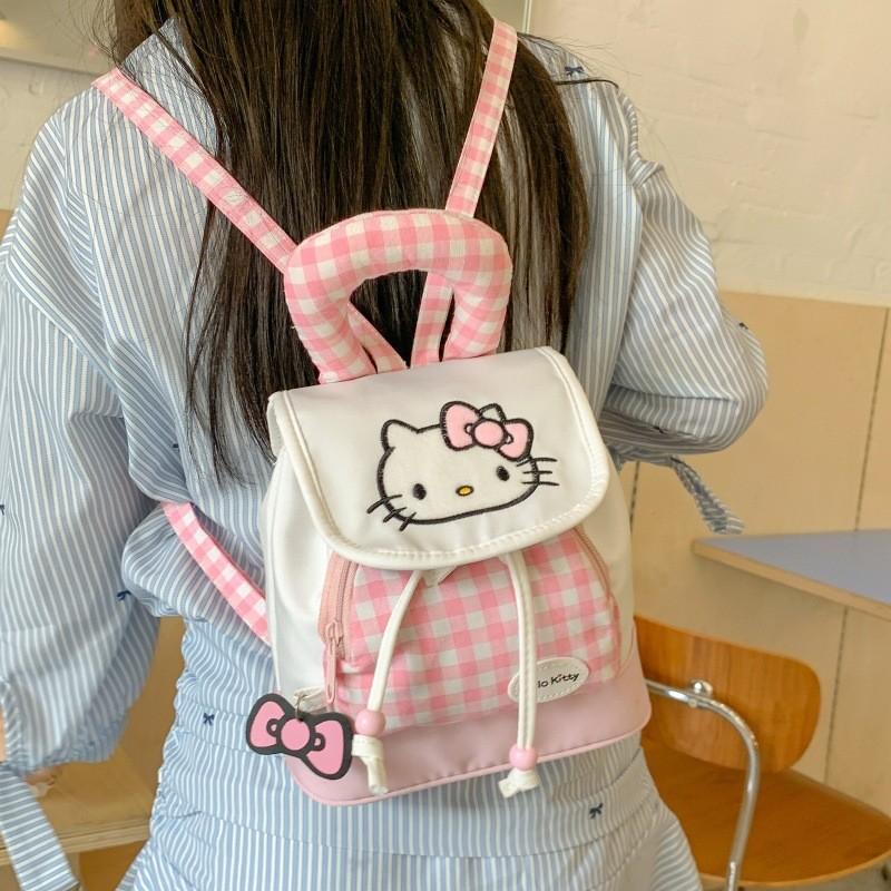 Disney Hello Kitty Mini Drawstring Backpack With Nylon Material For Casual Travel