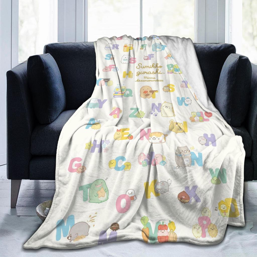 Sumikko Gurashi Cartoon Blanket Shirokuma Penguin Flannel Novelty Soft Throw Blanket for Home Winter Outdoor