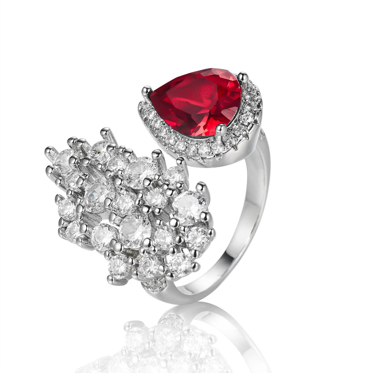 Новое нишевое открытое кольцо с бриллиантами в форме капли воды