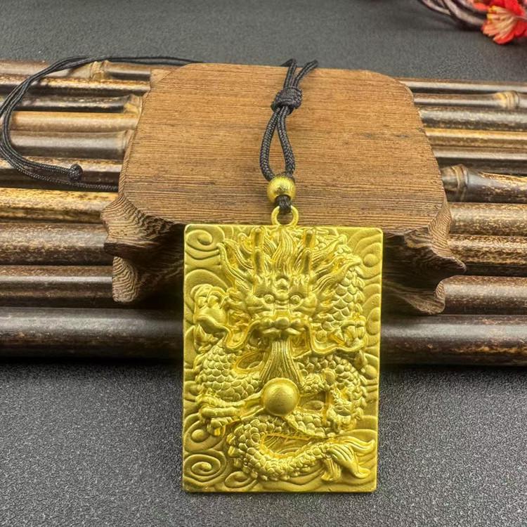 Vietnamesischer Sandgold Buddha Anhänger: Vergoldetes Maitreya Flammen Design