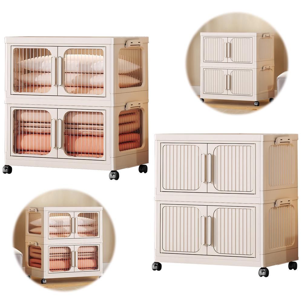 2-Layer Foldable Closet Large Capacity Clothes Wardrobe Anti-Slip Home Storage Organizer for Shoes Clothes Small Gadgets