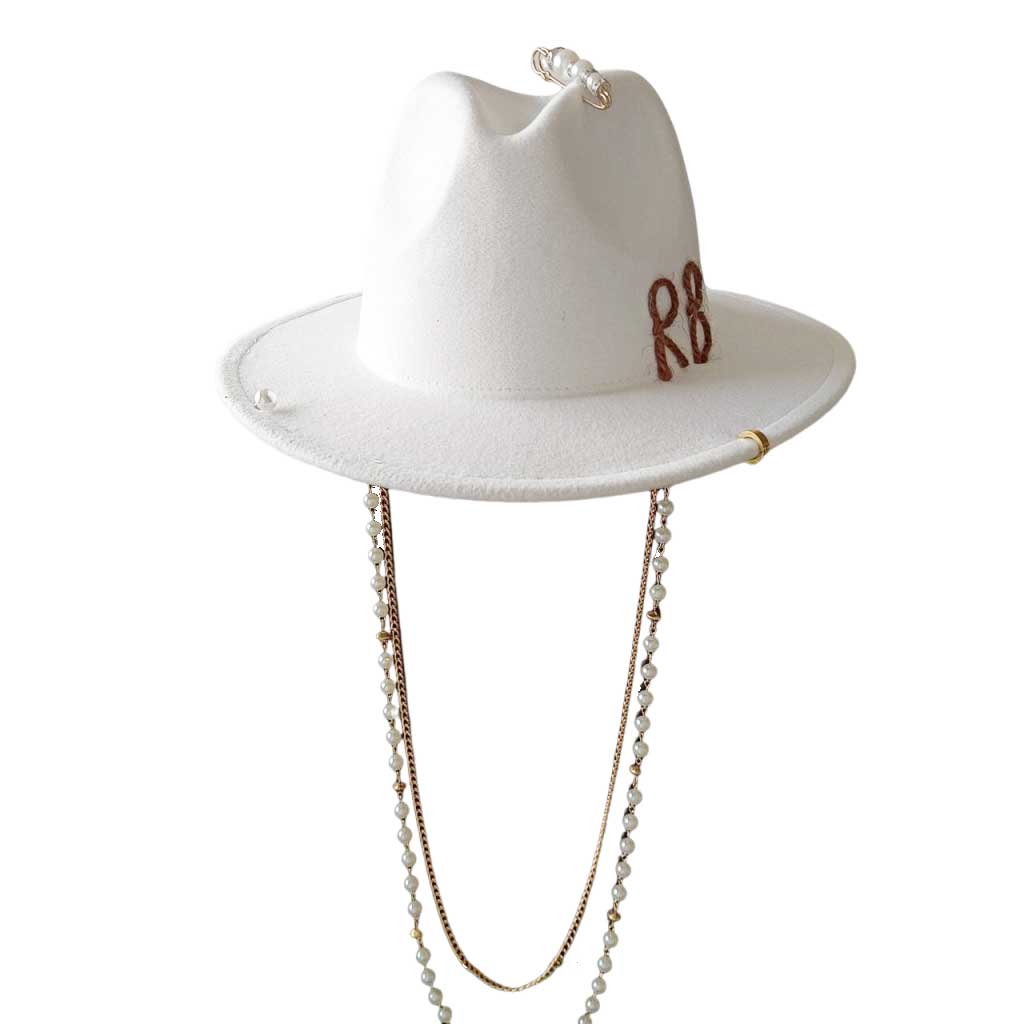 Garden Supplies My Women's Chain Strap Fedora Hat Fedora Jazz Hat Custom Men And New English Letter Hat Punk Hat Church Hat Chapeau Femme 55-58Cm
