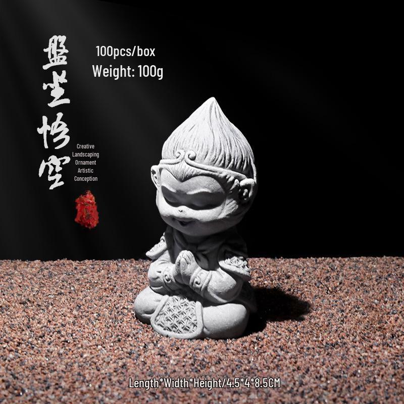 Statue de Bouddha en grès chinois - Décoration pour jardin intérieur et aquarium