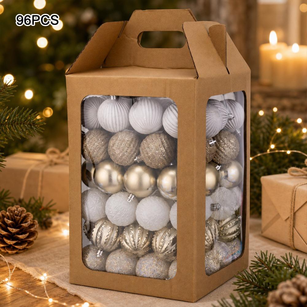 Plastic Christmas Ball Ornaments Red Gold Round Xmas Tree Decorations Shiny Matte Festive Christmas Balls Home Decoration