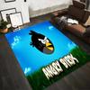 Black Angry Birds Character CartoonCarpet Design with Blue Sky and Green Grass Background Suitable for Use As an Anti-slip1 For1room and Bedroom Sofas