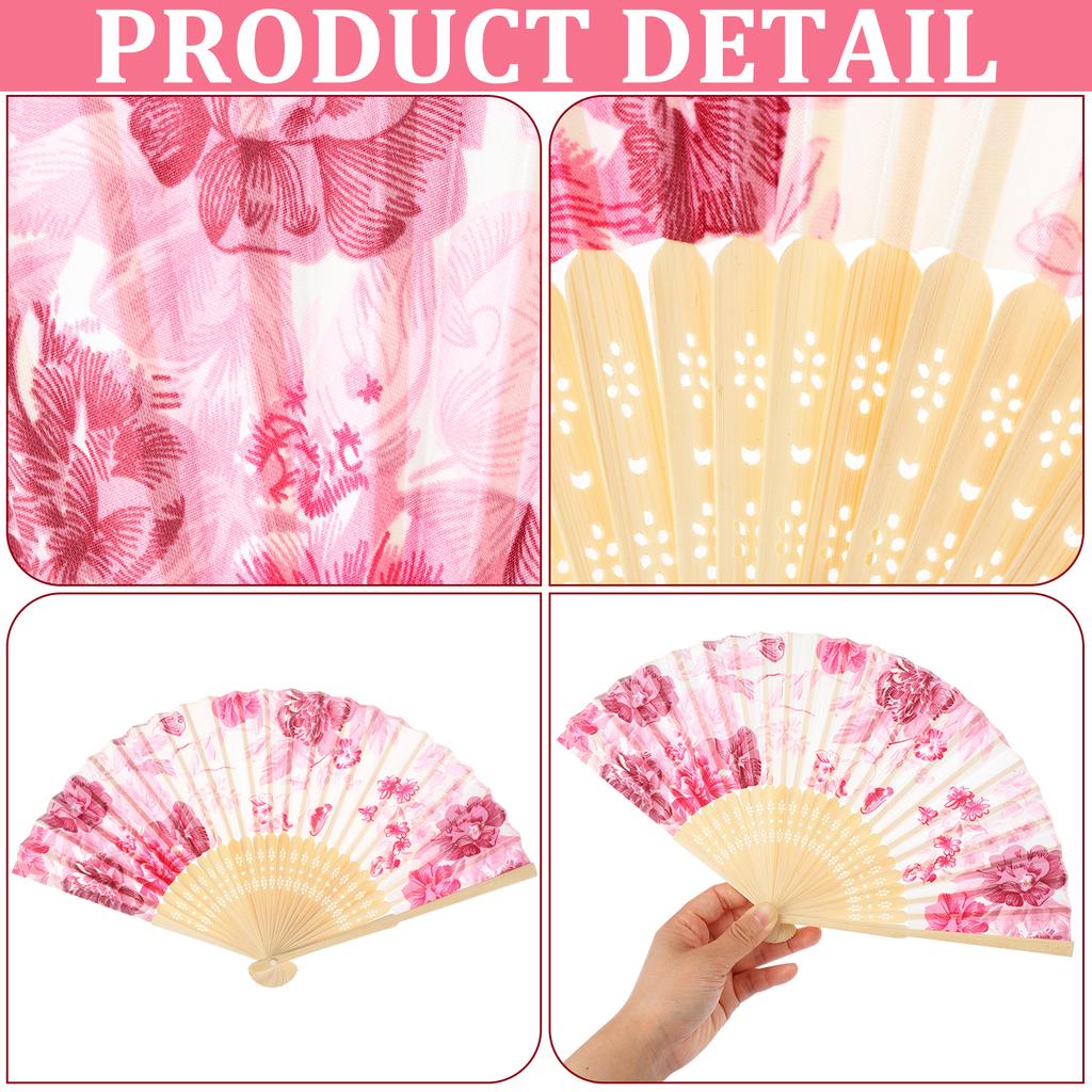 10 Pcs Hand Held Folding Fan Summer Vintage Bamboo Folding Fan Women Craft Silk