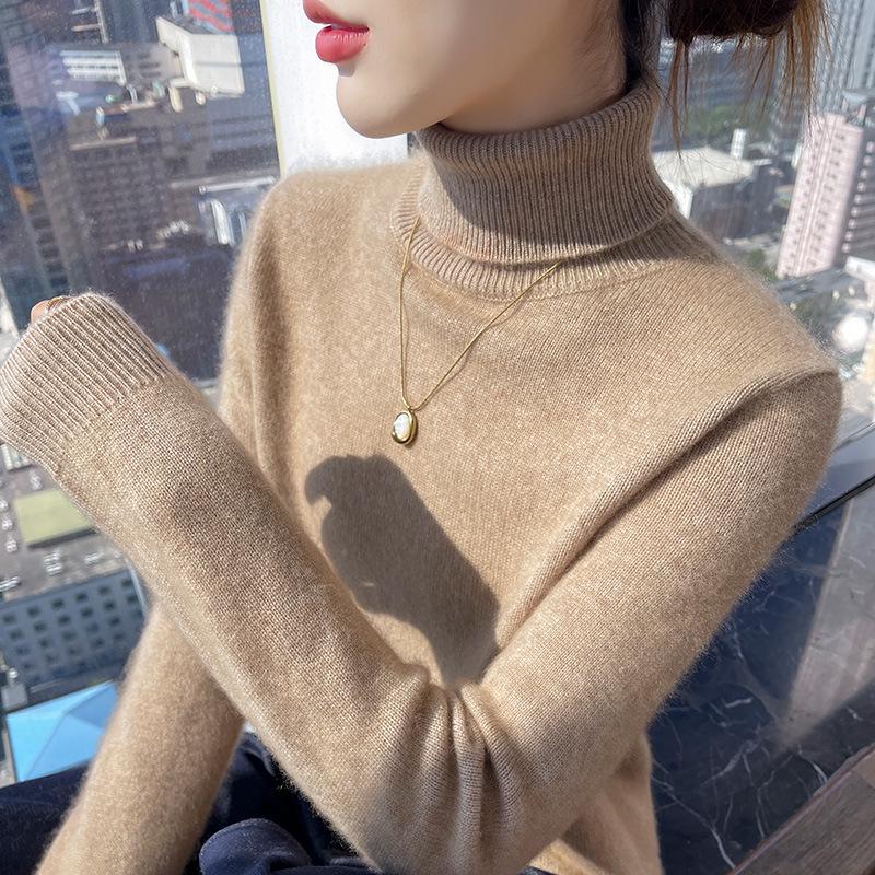 High-End Cashmere Women's Slim-Fit Turtleneck Sweater – Thickened for Autumn/Winter